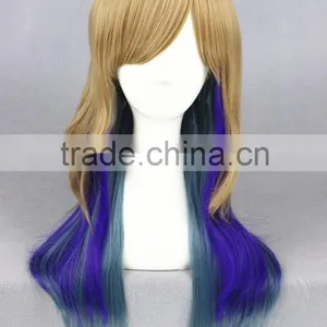 Cheap Medium 60cm Multi Color Blonde Blue Wave Cosplay Lolita Women Party Wig thumbnail-2