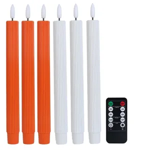 3D Wick 6pcs Set Realistic Led Taper Candle Long Pole Candle Sticks Thin Taper Led Candles With Moving Flame thumbnail-1