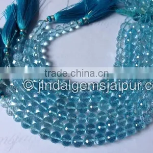 Top Grade Sky Blue Topaz Far Faceted Round Beads thumbnail-1