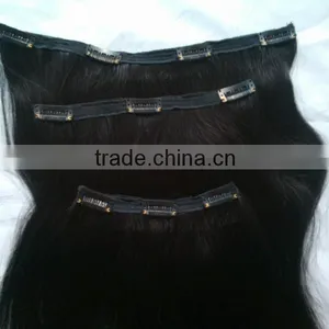 22" 2# Clip in Hair Extensions for African American Brazilian Virgin Hair From China Factory thumbnail-1