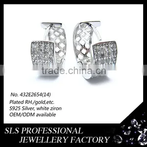 2015 Fashion Design Sterling Silver Stamped 925 Hiphop Cubic Zirconia Earrings for Women thumbnail-3