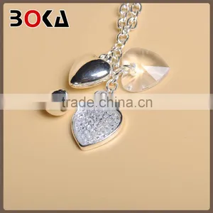 Charming Women Heart Shape Pendant Necklace Wedding Anniversary Engagement Gift Party Alloy Plated Chain Neckline for Dress Quality Choice thumbnail-3