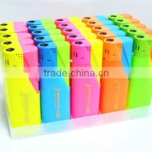 Five Solid Color Custom Logo Print Plastic Refillable Electric Wind Proof Cigar Lighter thumbnail-2