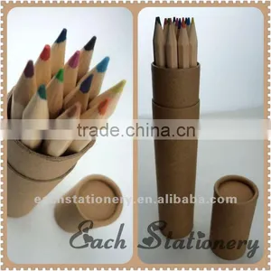 7 Inch Natural Wooden Color Pencil in Tube Tin Box 12 Pcs Set thumbnail-1