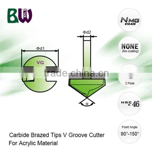 Tungsten Carbide Brazed Tips V Groove Cutter For Acrylic Material thumbnail-2