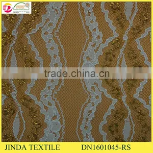 2016 Fashion Design 100%Nylon Golden Organza Lace Fabric For African Women Dress thumbnail-1