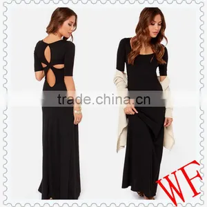 2015 New Arrival Europea Women Fashion Black Sexy Bodycon Backless Cheap Maxi Dress thumbnail-1
