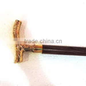 Designer Rose Wood Walking Stick/Golden Design Head Walking Stick Wk1128 thumbnail-3