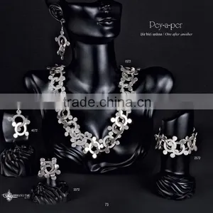 Ring Earring Bracelet Necklace Authentic Turkish Design Jewelry Set Made in Istanbul thumbnail-6