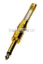 6.35MM MONO PLUG METAL GOLD WITH SPRING thumbnail-1