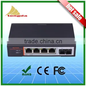 4 Port SC PoE Fiber Switch 48V Power Over Ethernet Switch 4 PoE Port and 1 Uplink thumbnail-1