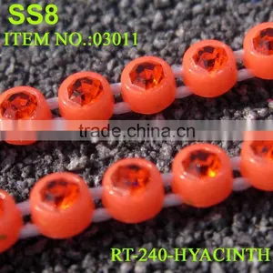 SS8 Neon Rhinestone Trimming,rhinestone Chain , Wedding Dress,diy Jewelry Findings,plastic ab Rhinestone Banding thumbnail-1