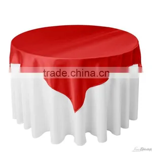Red Satin Square Table Overlay for Weddings thumbnail-1