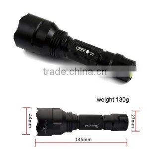 POPPAS C8 High Power 10W 500 Lumens XML T6 Tactical Aluminum LED 1101 Police Flashlight thumbnail-3