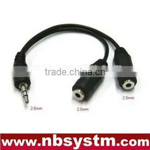 2.5mm Stereo Plug to 2 x 2.5 Stereo Jack Adapter Cable thumbnail-1
