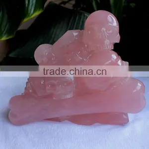 Natural Rose Quartz Crystal Skull Head Craft Quartz Crystal Skull thumbnail-1
