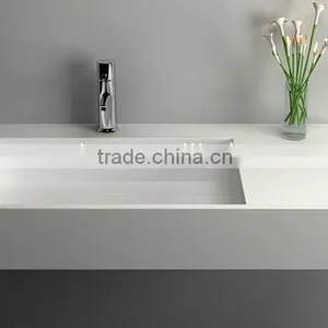 Modern Bathrooms Wash Basin for Hotel , Wall Hung Acrylic Solid Surface Wash Basin,Artificial Stone Washing Basin thumbnail-3