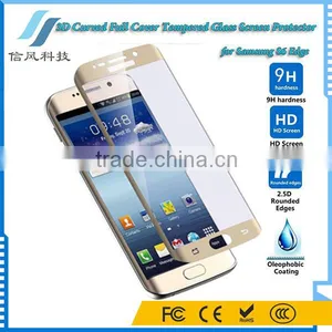 For Samsung S6 Tempered Glass Curved 9H Gold thumbnail-1