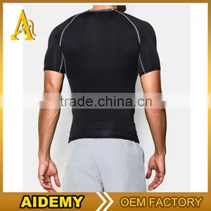 OEM Service Men Sportswear 2 Tones T-shirt Gym Tight Fitness Jogging Tanktop High Quality 2016 Mens t Shirts thumbnail-2