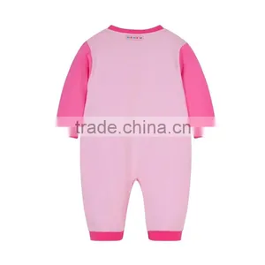High Quality in Stock Type 100% Cotton Plain Pink Baby Girl Romper thumbnail-2