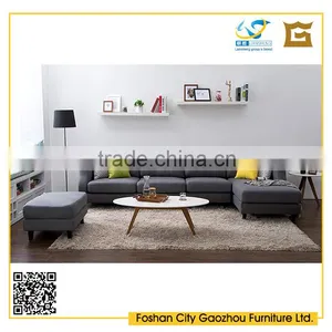 Contemporary Style Nordic Wooden Legs L-shaped Sectional Sofa Leisure Style Durable Fabric Sofa in Living Room thumbnail-1