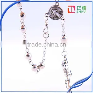 Jerusalem Round Silver Bead Catholic Rosary thumbnail-4
