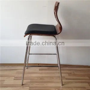 New Commercial Furniture General Use Bar Stool High Chair With Black PU Leather Upholstery thumbnail-4