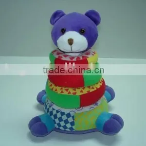 Colorful Plush Teddy Bear Ring Infant Baby Education Toy thumbnail-1