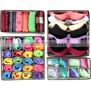 Collapsible Storage Boxes Foldable Bra Underwear Closet Organizer Drawer Dividers 4 Set thumbnail-4