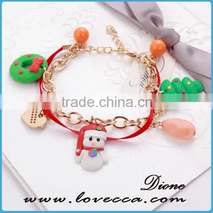 Fashion Merry Christmas Gift Snowman Charm Red Colorful Bracelet thumbnail-2