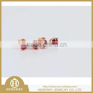 High Quality Red Garnet Stud Earrings Jewelry With 925 Silver thumbnail-2
