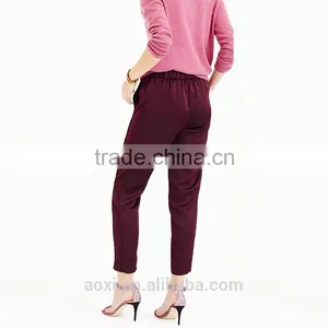 Oem Suppply Fashion Satin Elastic Waist Straight Legging New Style Women Pants thumbnail-3