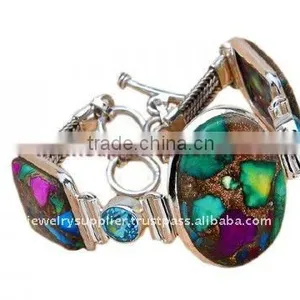 Copper Turquoise Blue Topaz Jewelry Ruby Carat Diamond Anniversary Bracelets thumbnail-1