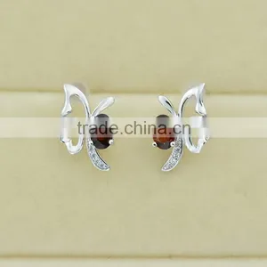 Fashion Garnet CZ Earrings, Hot Stud Earrings thumbnail-6