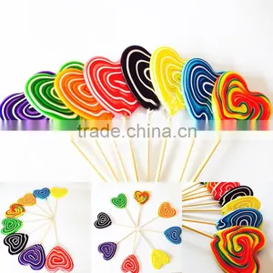 Individual Wrapped Fruit Flavour Sweets Flat Swirl Rainbow Heart Shape Lollipop thumbnail-4