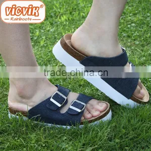 Summer Leather Buckle Cork Outsole Wear-resisting Ladies Fancy Sandal thumbnail-1
