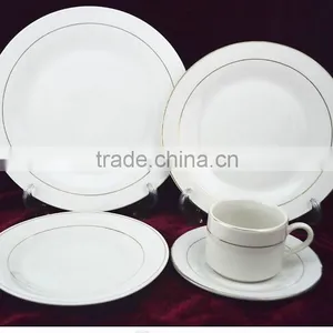 Royal Design Porcelain 45pcs Dinner Set Gold Rim Dinnerware, Plate and Bowl thumbnail-6