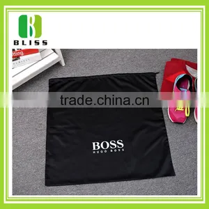 Custom Logo Printed Black Cotton Drawstring Bag thumbnail-3