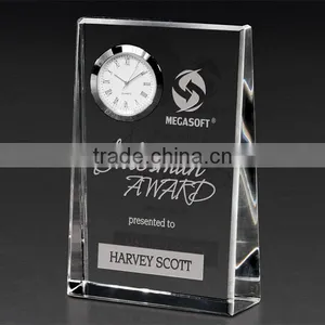 Optical Crystal Freestanding Award Crystal Clock thumbnail-1