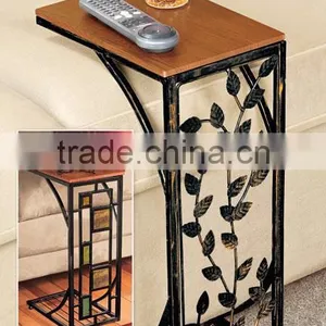 Living Room Vine Leaf Design Metal Sofa Side End Table Accent TV Tray Coffee Table thumbnail-2