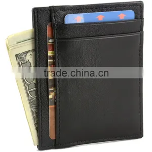 RFID Blocking Minimalist Real Leather Slim Front Pocket Money Clip thumbnail-1
