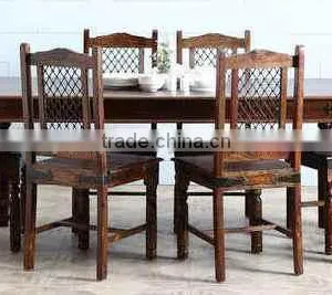 New Design Brown Six Sitter Wood Dining Table Set thumbnail-1