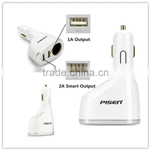 Pisen 5V 1A 2A Smart Wireless Dual USB Car Charger for Mobile Phone Tablet Camera Car Recorder Navigator MP3 MP4 PSP thumbnail-1