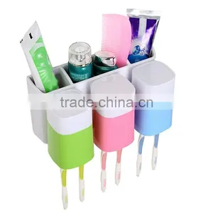 Plastic Bathroom Set Accessaries Toothbrush Holder , Toothpaste Wall Holder , Bethroom Storage Rack thumbnail-1
