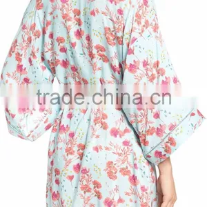 Satin Floral Robes Women Fashion Long Sleeve Floral Print Robes for Ladies Pajamas Sleepwear Wholesale Bridesmaid Robes thumbnail-4