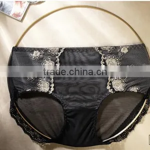 Wholesale Woman Transparent Lace Underwear Embroidered Sexy Girl Panty thumbnail-2