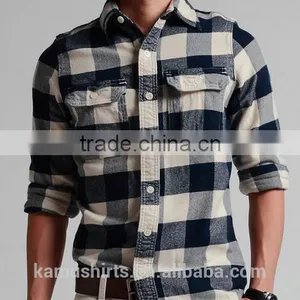 Classic Mens Check Plaids Flannel Shirts Man Cotton Casual Flannels Shirts thumbnail-1