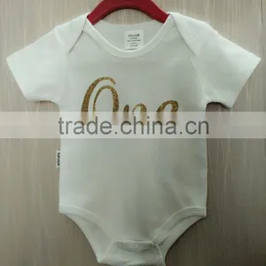 Gold Glitter on Baby Romper Budysuit. Print Your Design With 12 Diffreng Glitter Color. No Minimum. Drop Sipping thumbnail-1