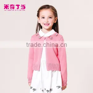 Girl Fancy Crocheted Cardigan Sweater Hand Knit Sweater Designs for Kids Children's Clothing thumbnail-1