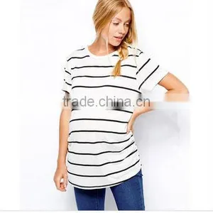 Western Maternity Wear in Black and White Stripe Shirt thumbnail-1